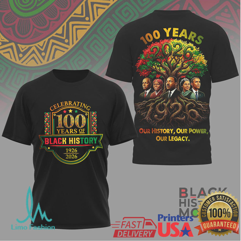 100 Years of Black History Our Legacy Leaders Tree Graphic T Shirt - Limotees LLC