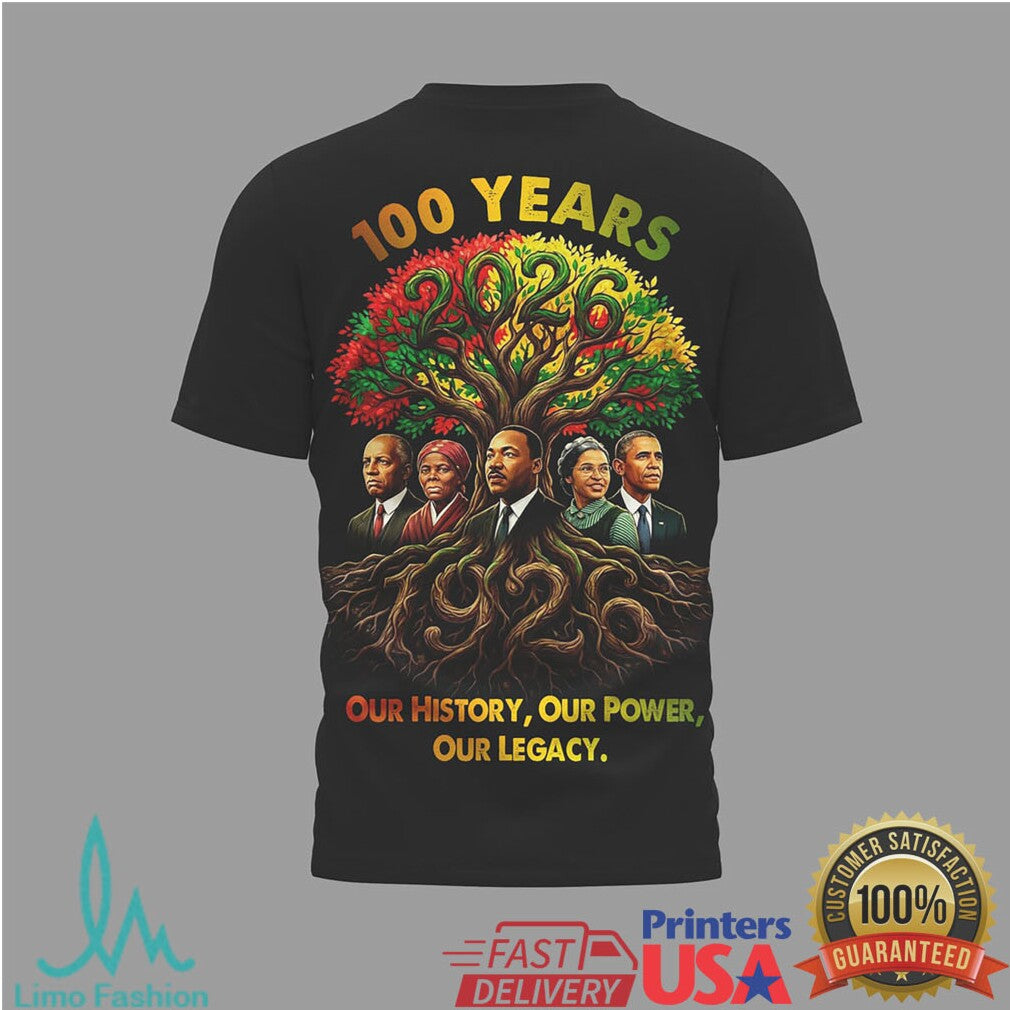 100 Years of Black History Our Legacy Leaders Tree Graphic T Shirt - Limotees LLC