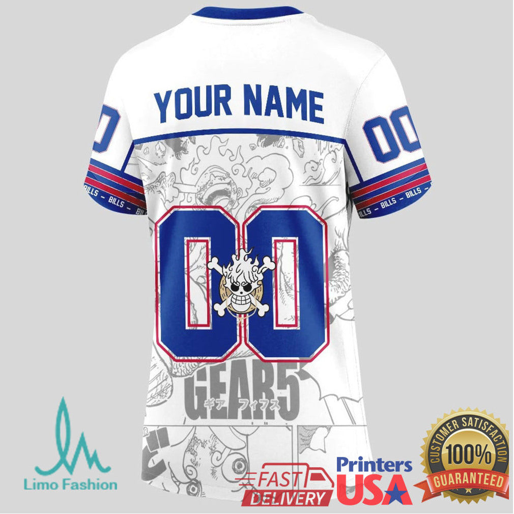 Buffalo Bills Official NFL Luffy Gear 5 Special Edition Baseball Jersey Custom Name - Limotees LLC
