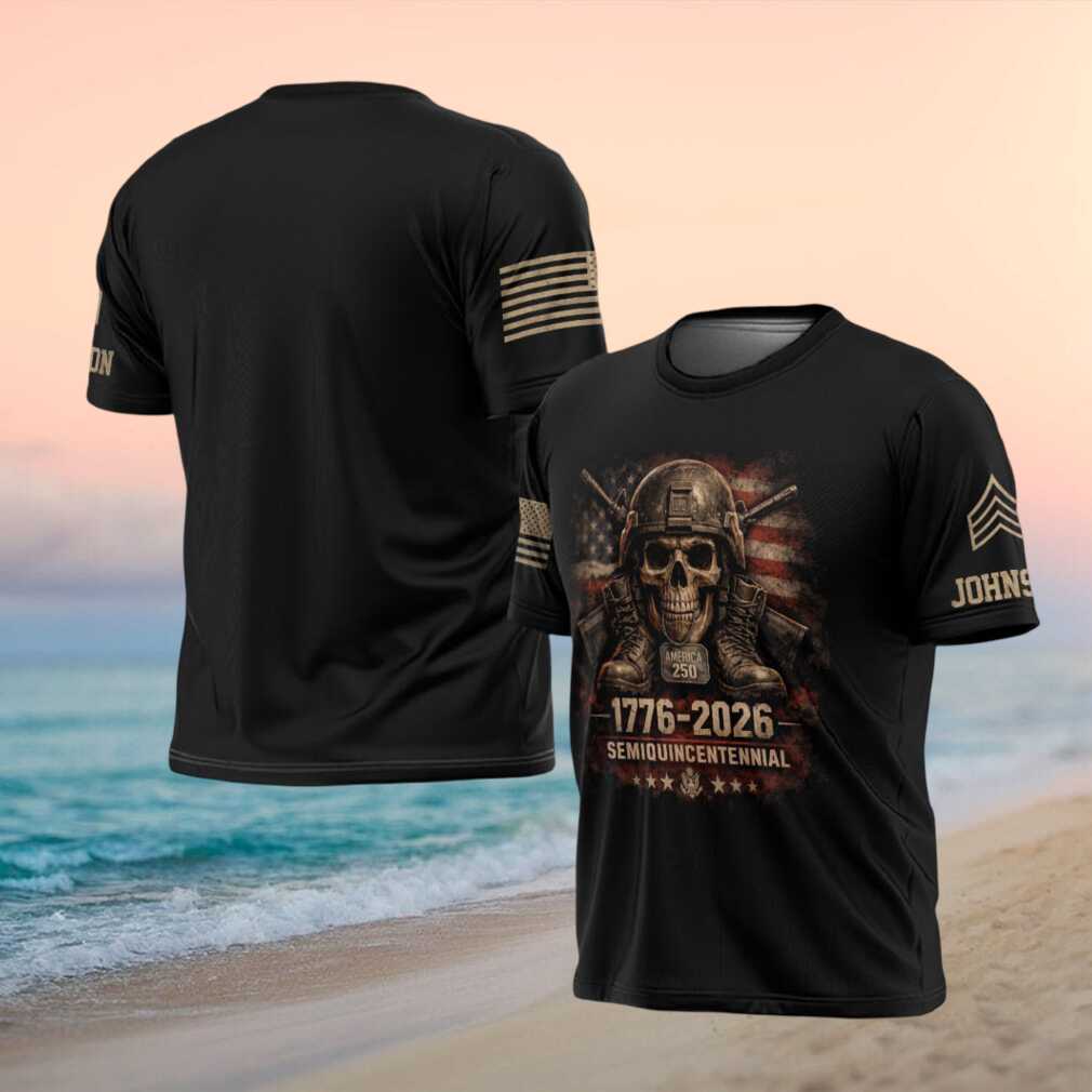 1776 2026 Semiquincentennial Military Skull & Boots Honor T Shirt - Limotees LLC
