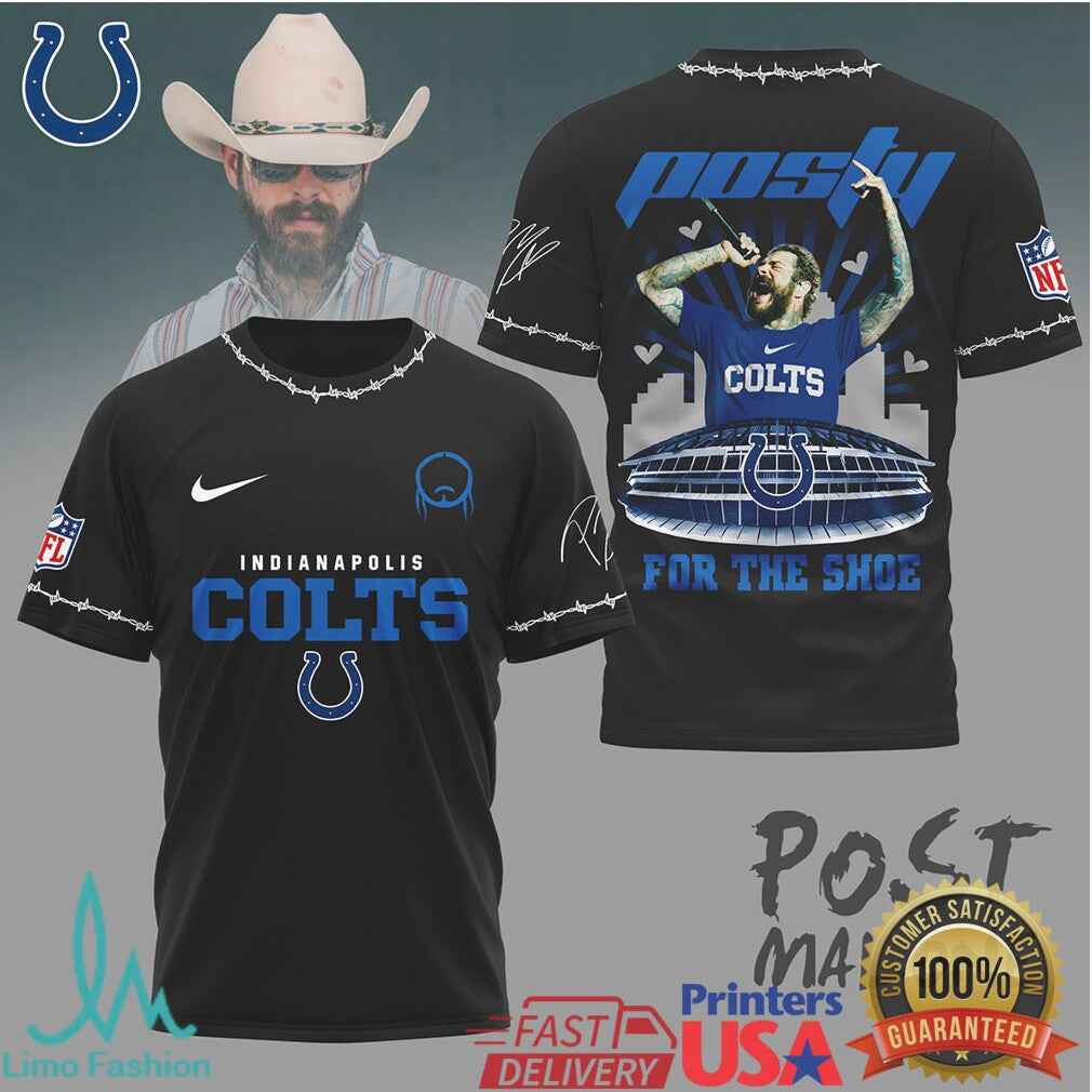 Indianapolis Colts Official NFL Post Malone Fan 3D Shirt