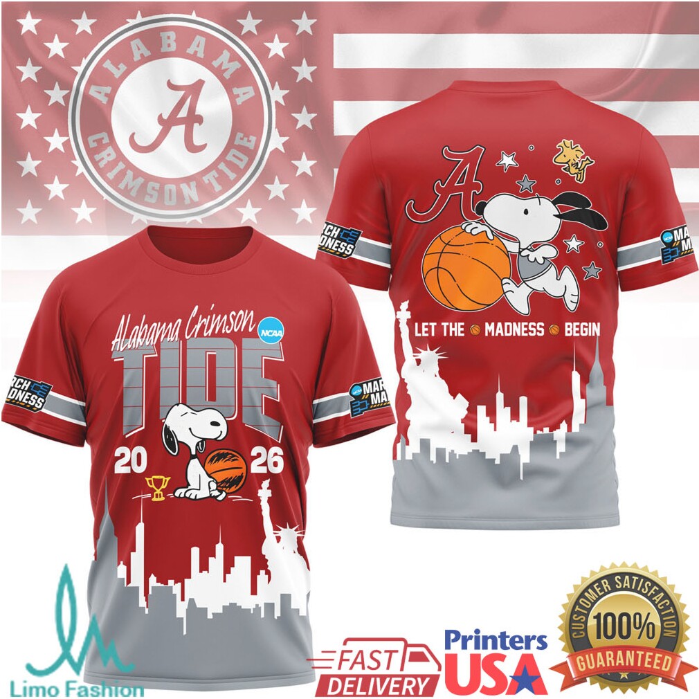 Alabama Crimson Tide 2026 March Madness Snoopy Basketball T Shirt - Limotees LLC