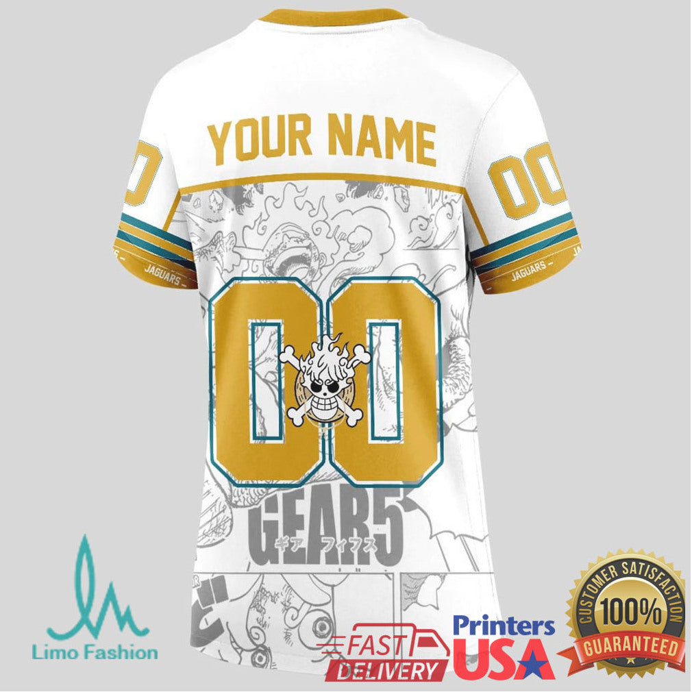 Jacksonville Jaguars Official NFL Luffy Gear 5 Special Edition Baseball Jersey Custom Name - Limotees LLC