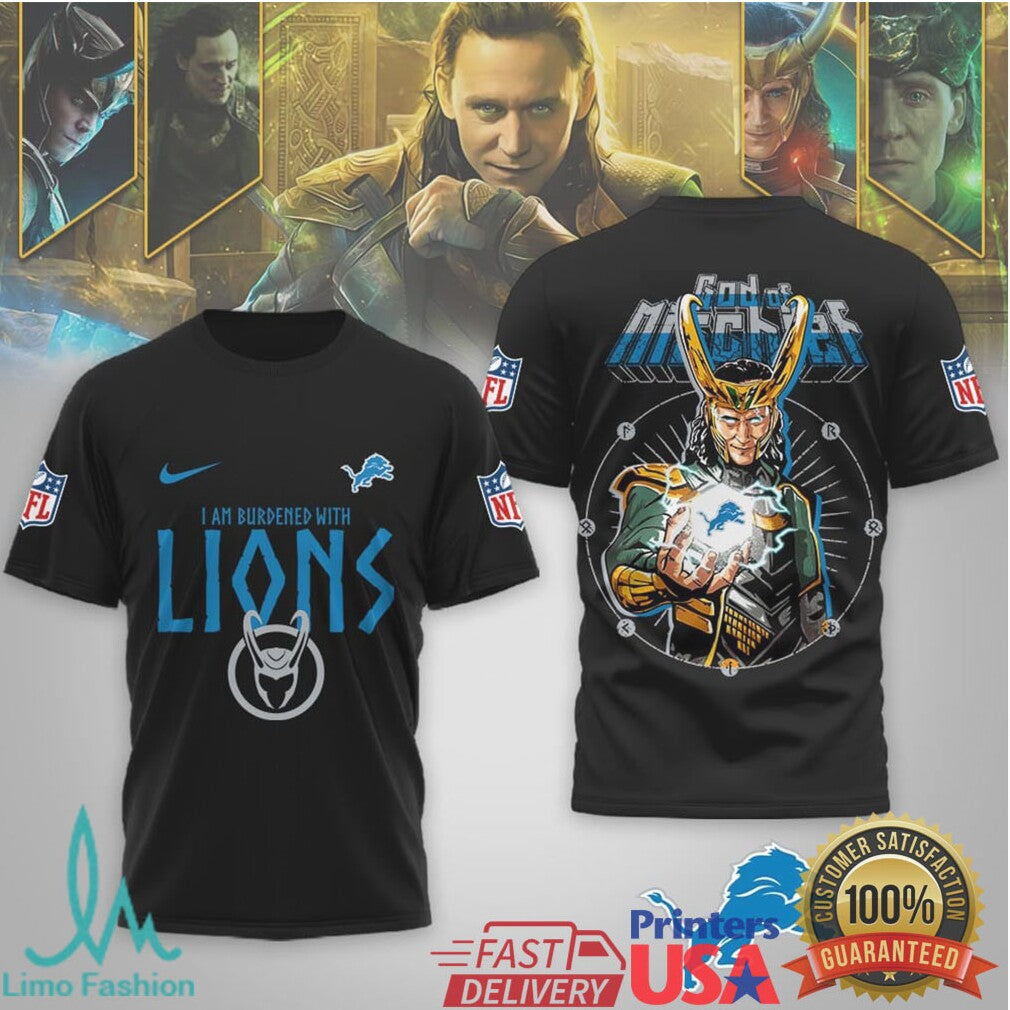Detroit Lions Official Loki NFL God Of Mischief 3D Shirt - Limotees LLC