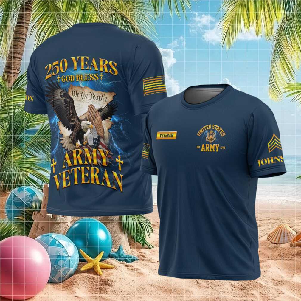 250 Years God Bless America US Army Veteran Eagle Constitution T Shirt - Limotees LLC