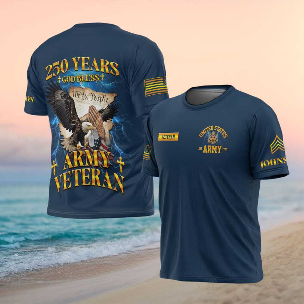 250 Years God Bless America US Army Veteran Eagle Constitution T Shirt - Limotees LLC