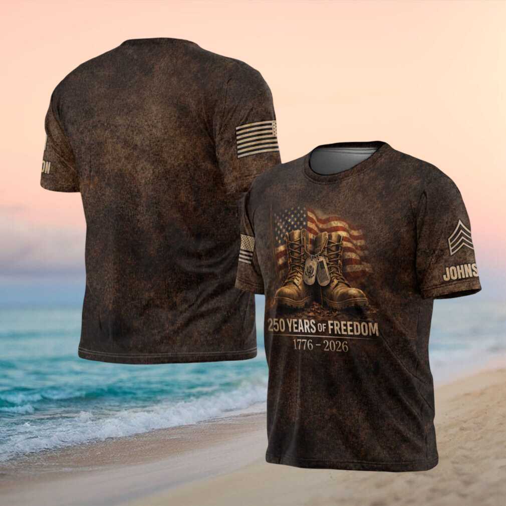 250 Years of Freedom 1776 2026 Combat Boots & Flag Rustic T Shirt - Limotees LLC