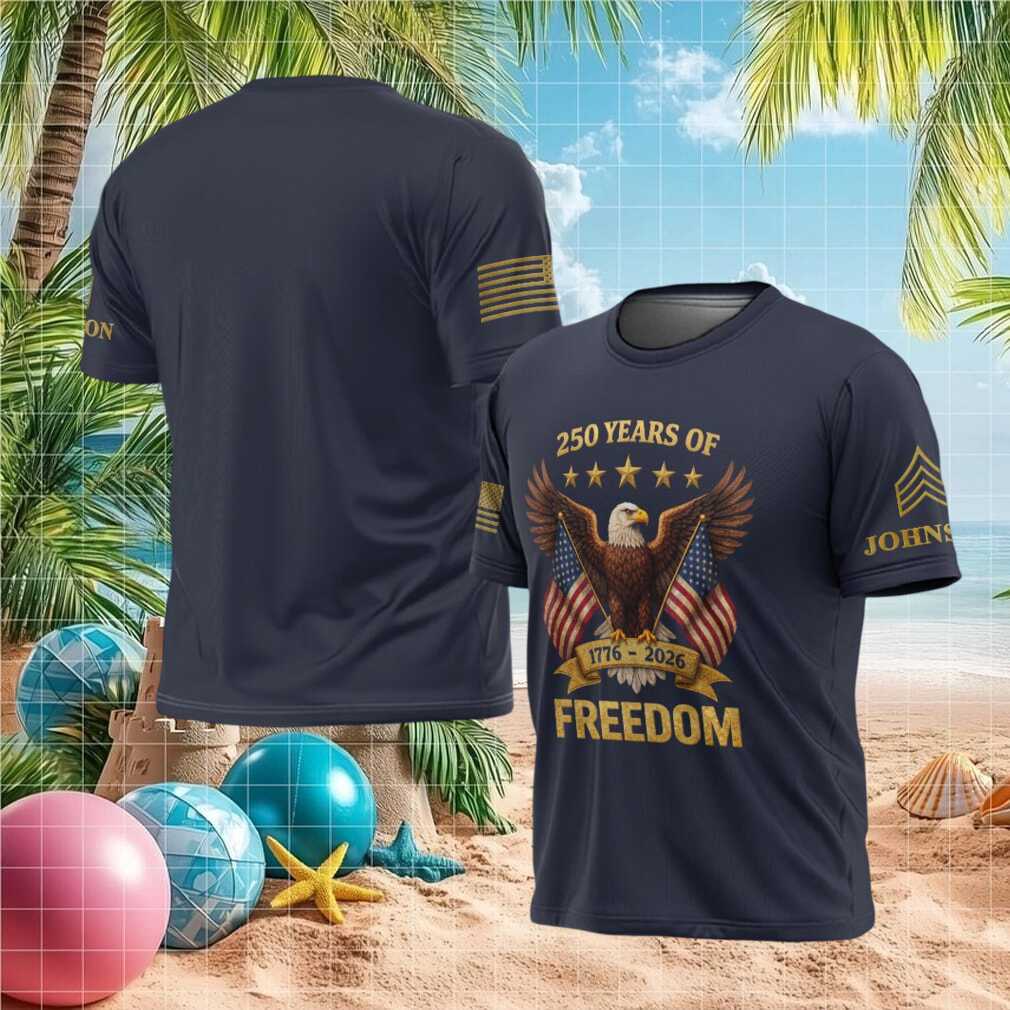 250 Years of Freedom American Eagle & Twin Flags T Shirt - Limotees LLC