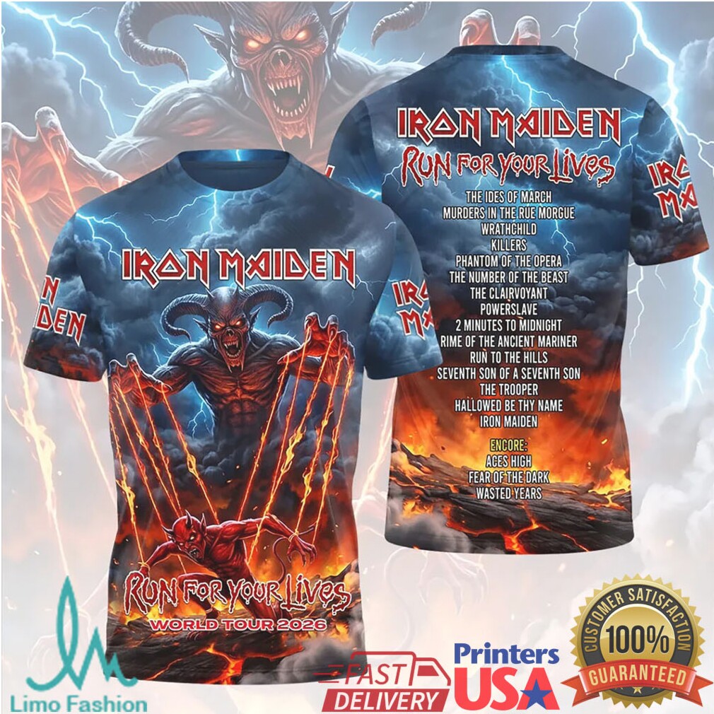 Iron Maiden Run For Your Lives World Tour 2026 T Shirt - Limotees LLC