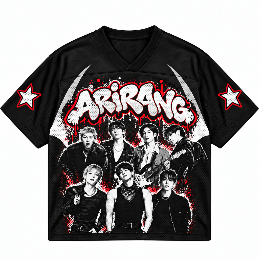 ARIRANG OT7 Graffiti Mesh Jersey, Black & Red Streetwear Fan Edition