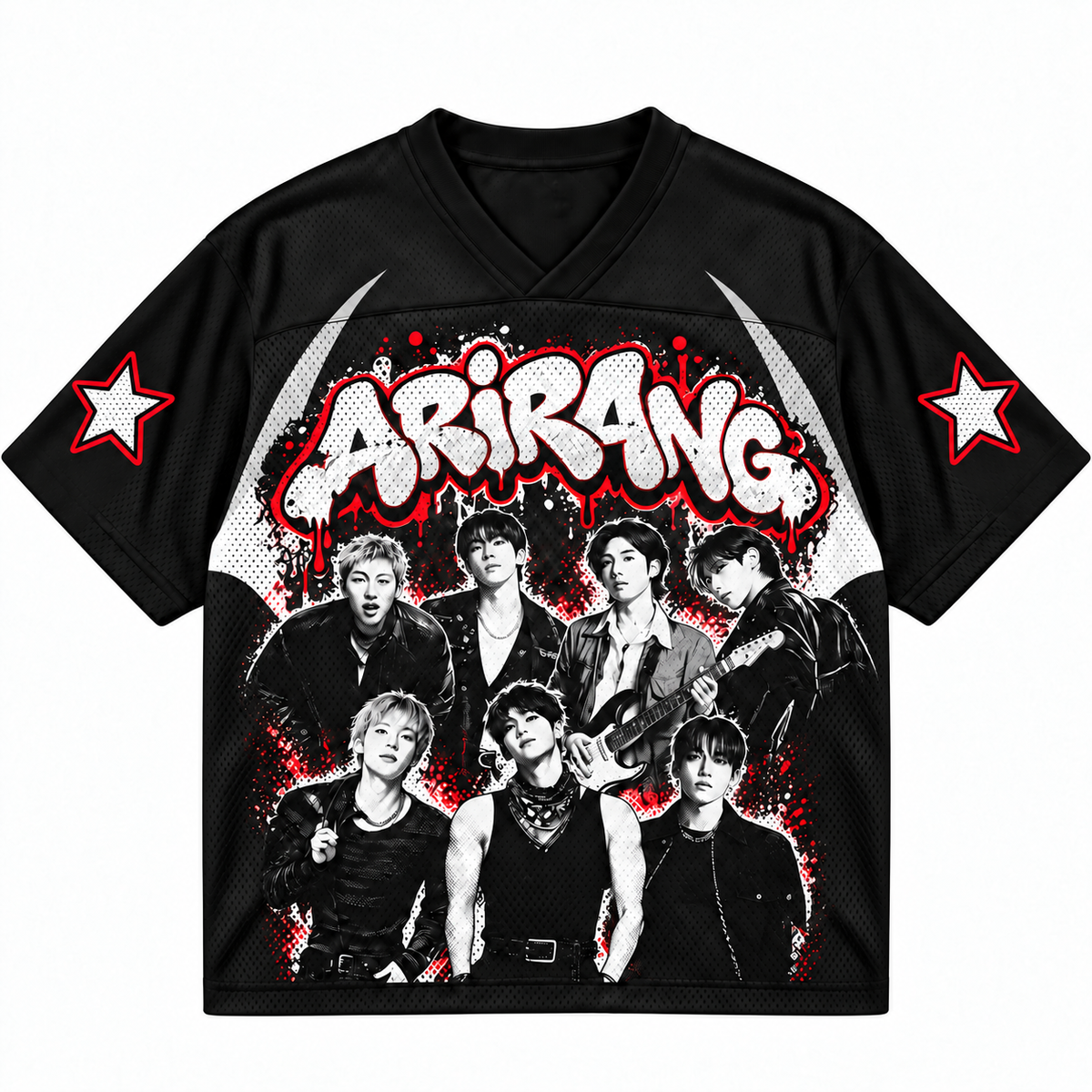 ARIRANG OT7 Graffiti Mesh Jersey, Black & Red Streetwear Fan Edition