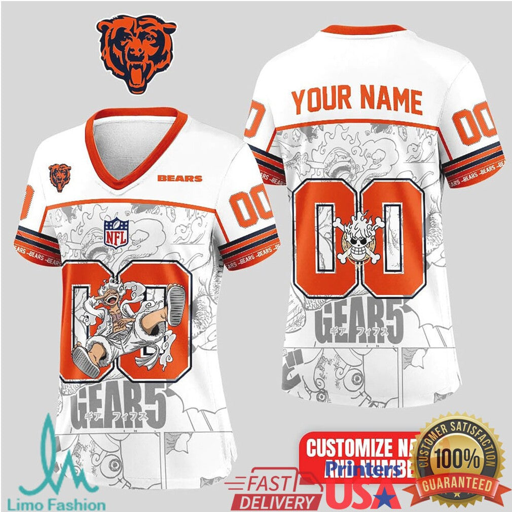 Chicago Bears Official NFL Luffy Gear 5 Special Edition Baseball Jersey Custom Name - Limotees LLC