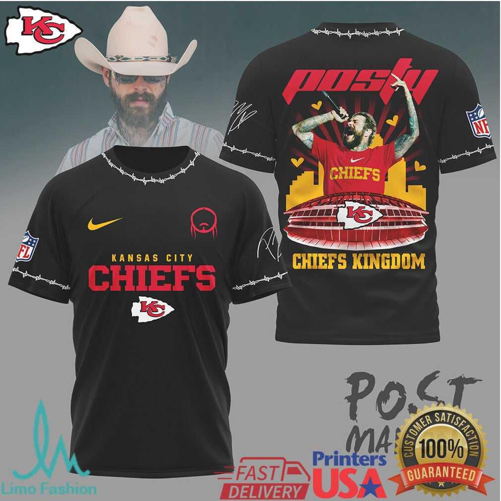 Kansas City Chiefs Official NFL Post Malone Fan 3D Shirt - Limotees LLC