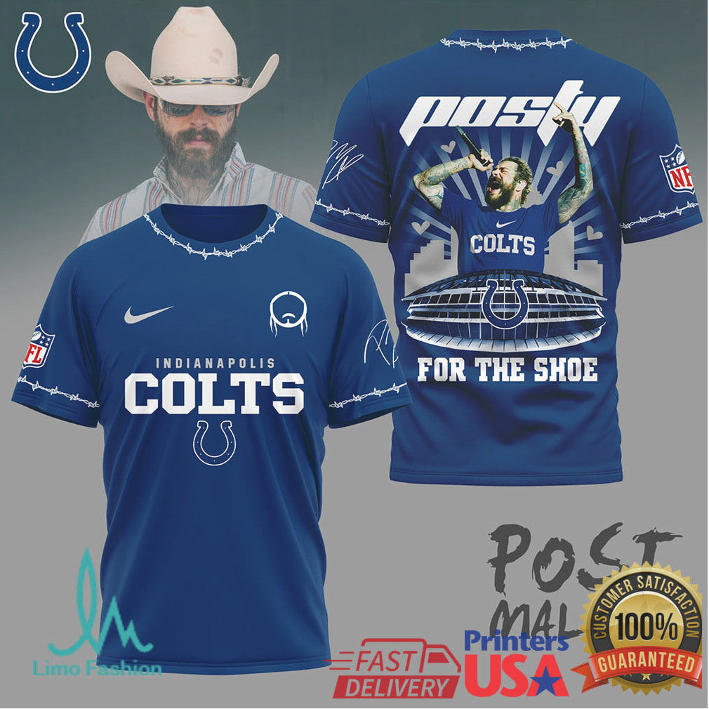 Indianapolis Colts Official NFL Post Malone Fan 3D Shirt
