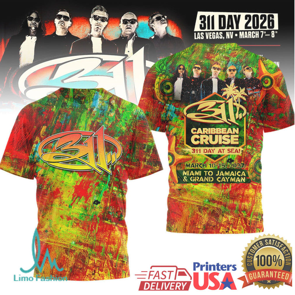 311 Caribbean Cruise 2027 311 Day At Sea Official Band Merchandise T Shirt - Limotees LLC