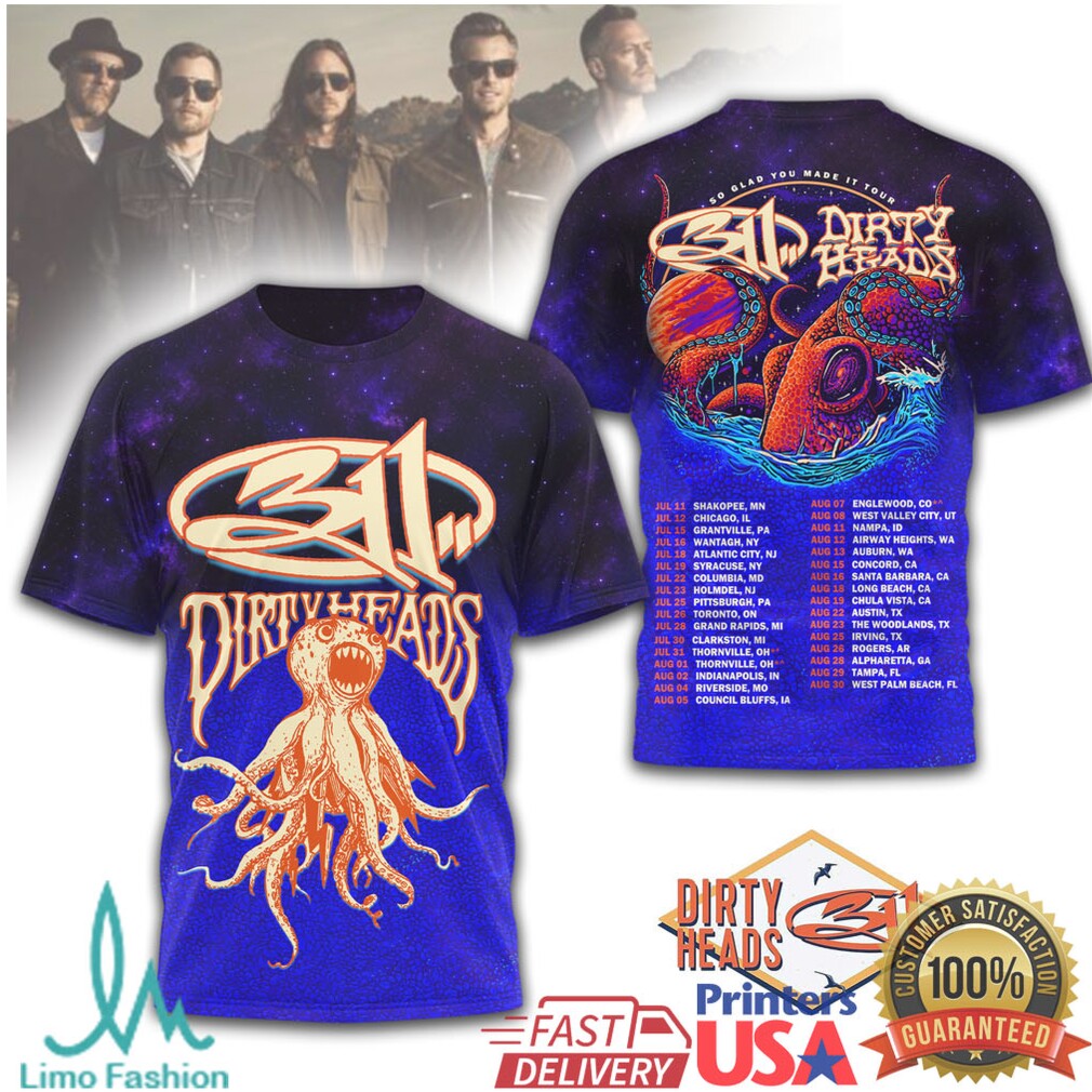 311 & Dirty Heads Summer Tour Octopus Space Nebula Graphic T Shirt - Limotees LLC