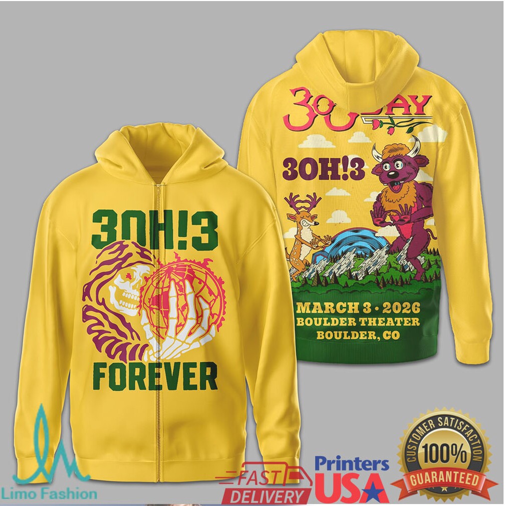 3OH!3 Forever 303 Day 2026 Boulder Theater Yellow Shirt - Limotees LLC