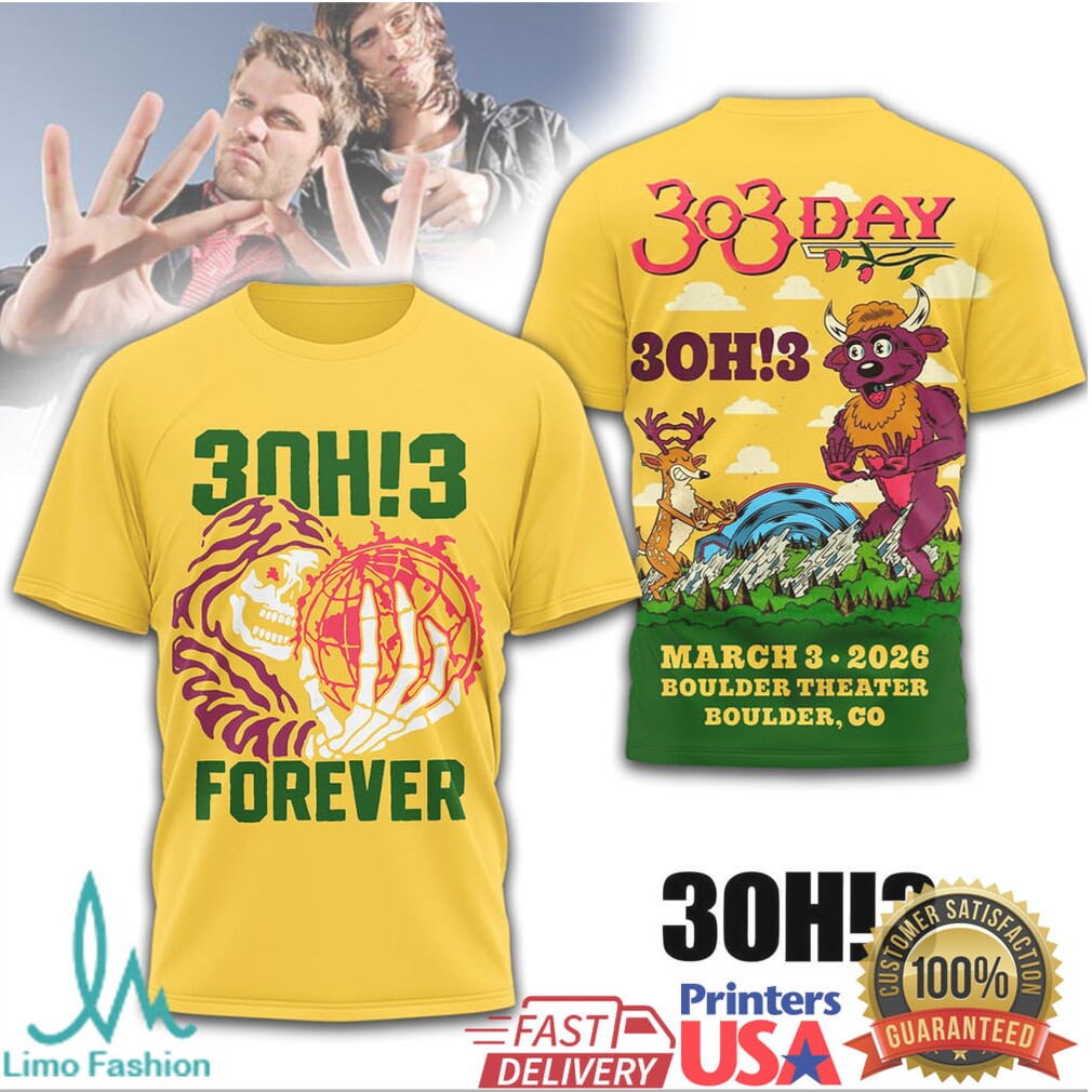 3Oh!3 Forever 303 Day 2026 Boulder Theater Event Shirt - Limotees LLC