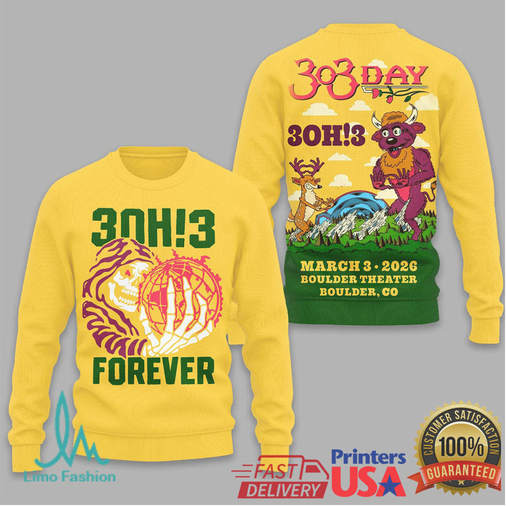3Oh!3 Forever 303 Day 2026 Boulder Theater Event Shirt - Limotees LLC