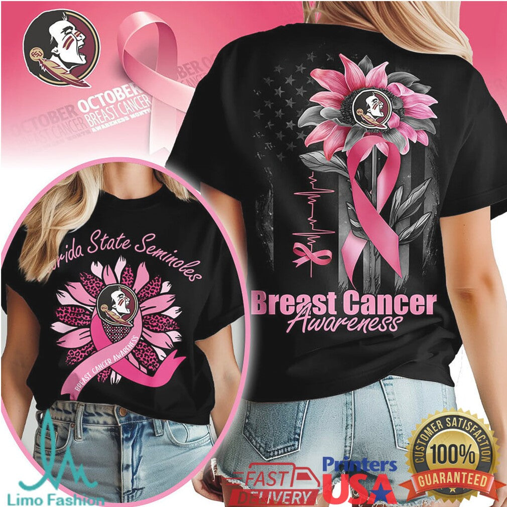 Florida State Seminoles Sunflower Breast Cancer Awareness T Shirt - Limotees LLC