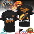 Atlanta Falcons Official NFL Ghost Rider Harley Davidson 3D Shirt