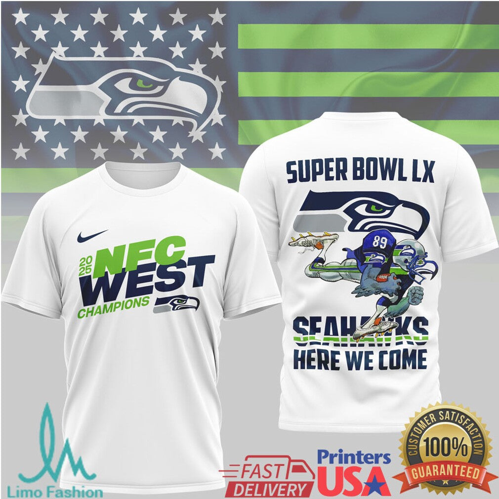 Seattle Seahawks Official Super Bowl LX NFL 2025 Division Champions 3D Shirt - Limotees LLC