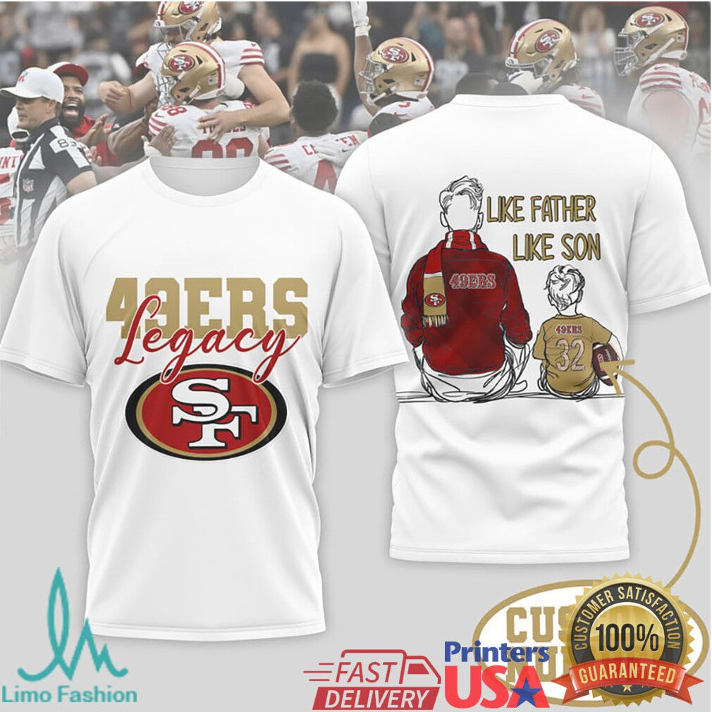 49ers Legacy Custom Number Father Son and Daughter T Shirt - Limotees LLC