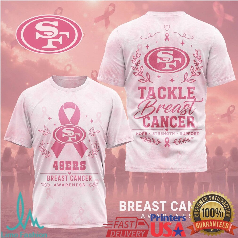 49ers Tackle Breast Cancer Awareness Pink Ribbon T Shirt - Limotees LLC