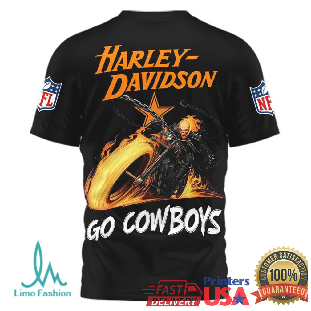 Detroit Lions Official NFL Ghost Rider Harley Davidson 3D Shirt - Limotees LLC