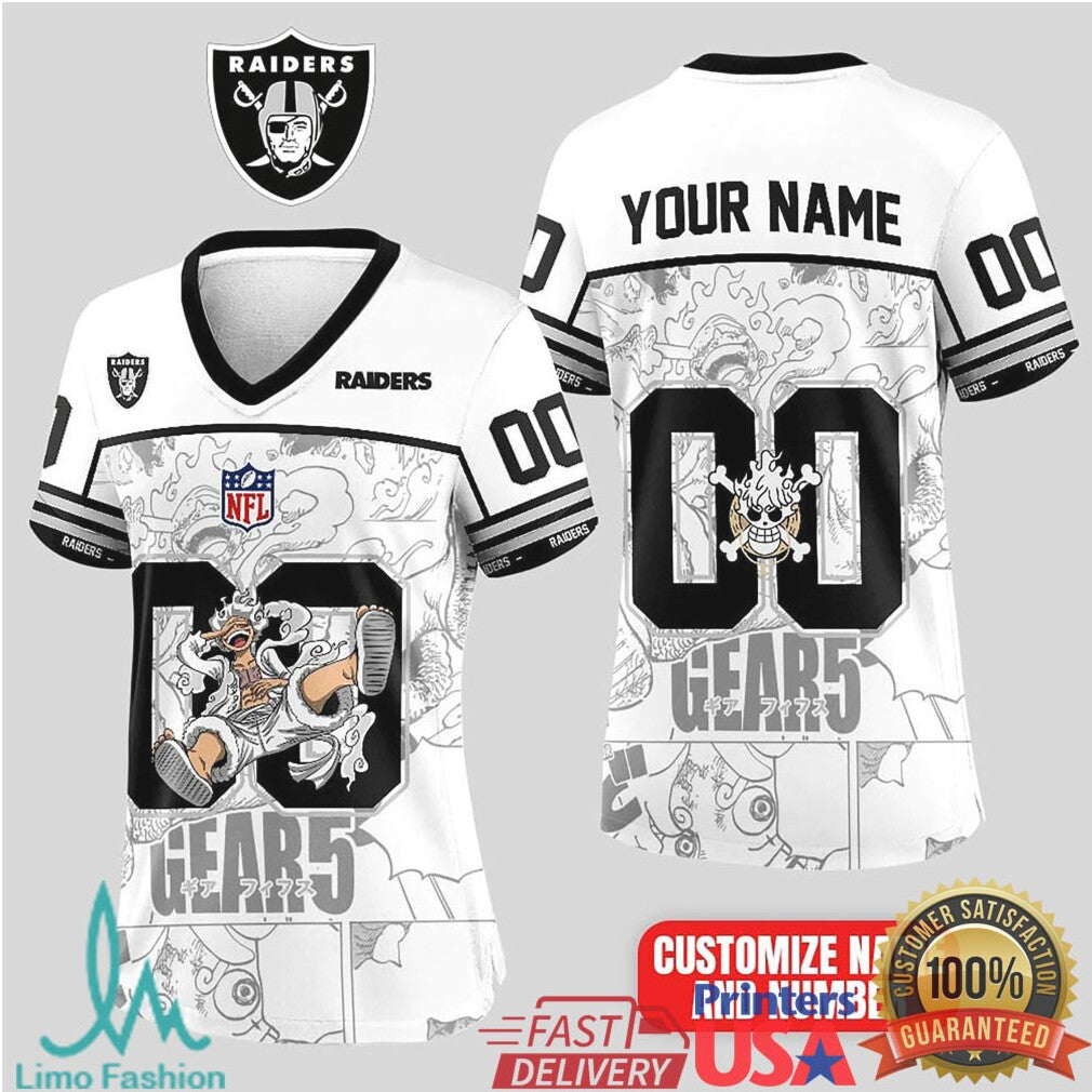 Las Vegas Raiders Official NFL Luffy Gear 5 Special Edition Baseball Jersey Custom Name - Limotees LLC