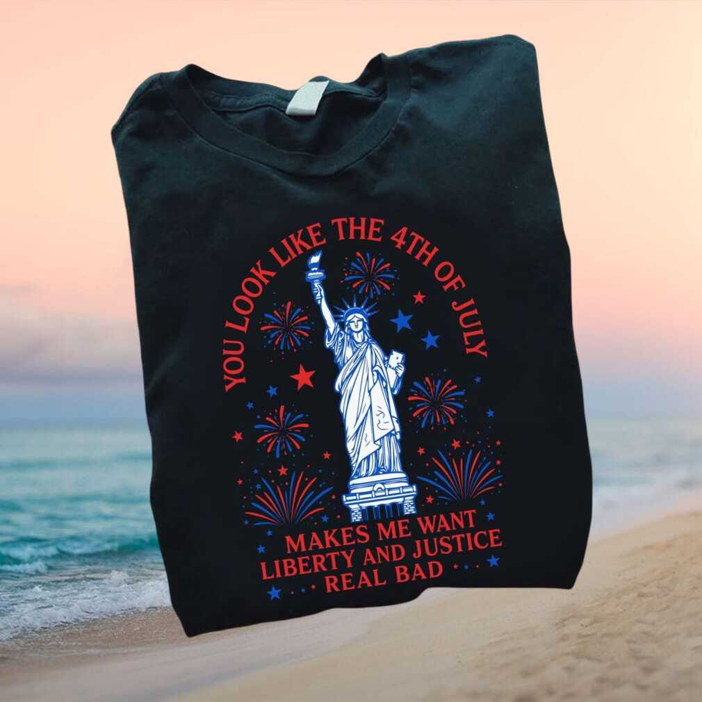 4th Of July Statue Of Liberty Liberty And Justice Quote T Shirt