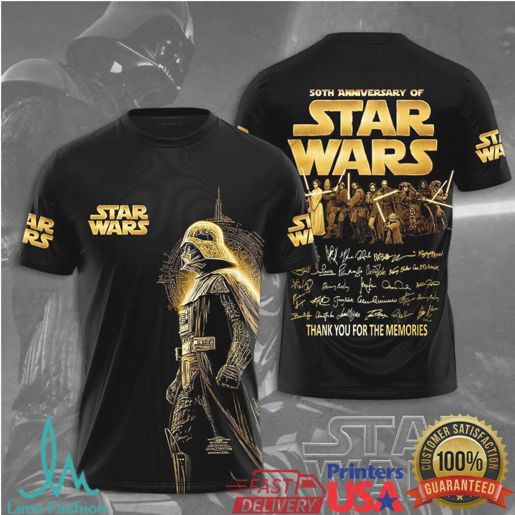 50th Anniversary Star Wars Darth Vader Gold Character Memories Fans Men Women T Shirt - Limotees LLC