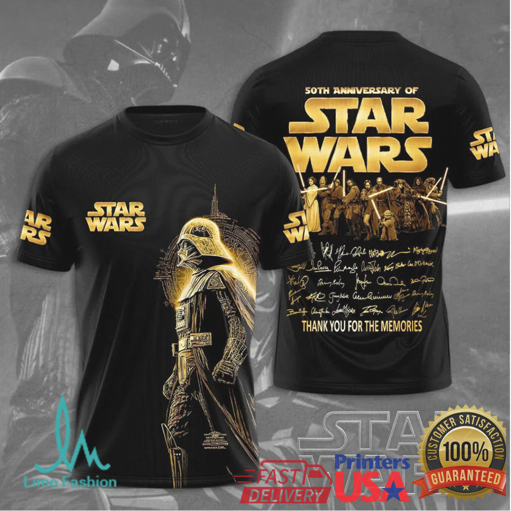 50th Anniversary Star Wars Darth Vader Gold Character Memories Fans Men Women T Shirt - Limotees LLC