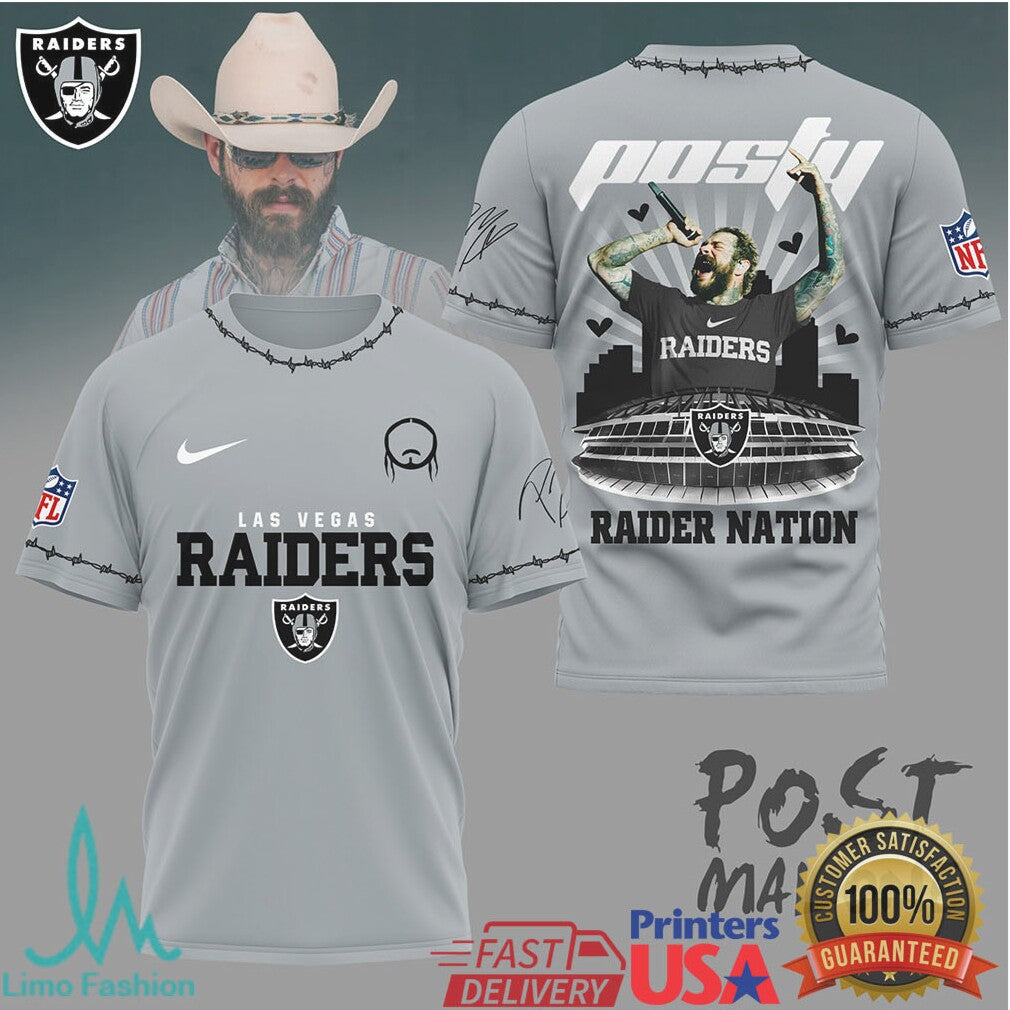 Las Vegas Raiders Official NFL Post Malone Fan 3D Shirt - Limotees LLC
