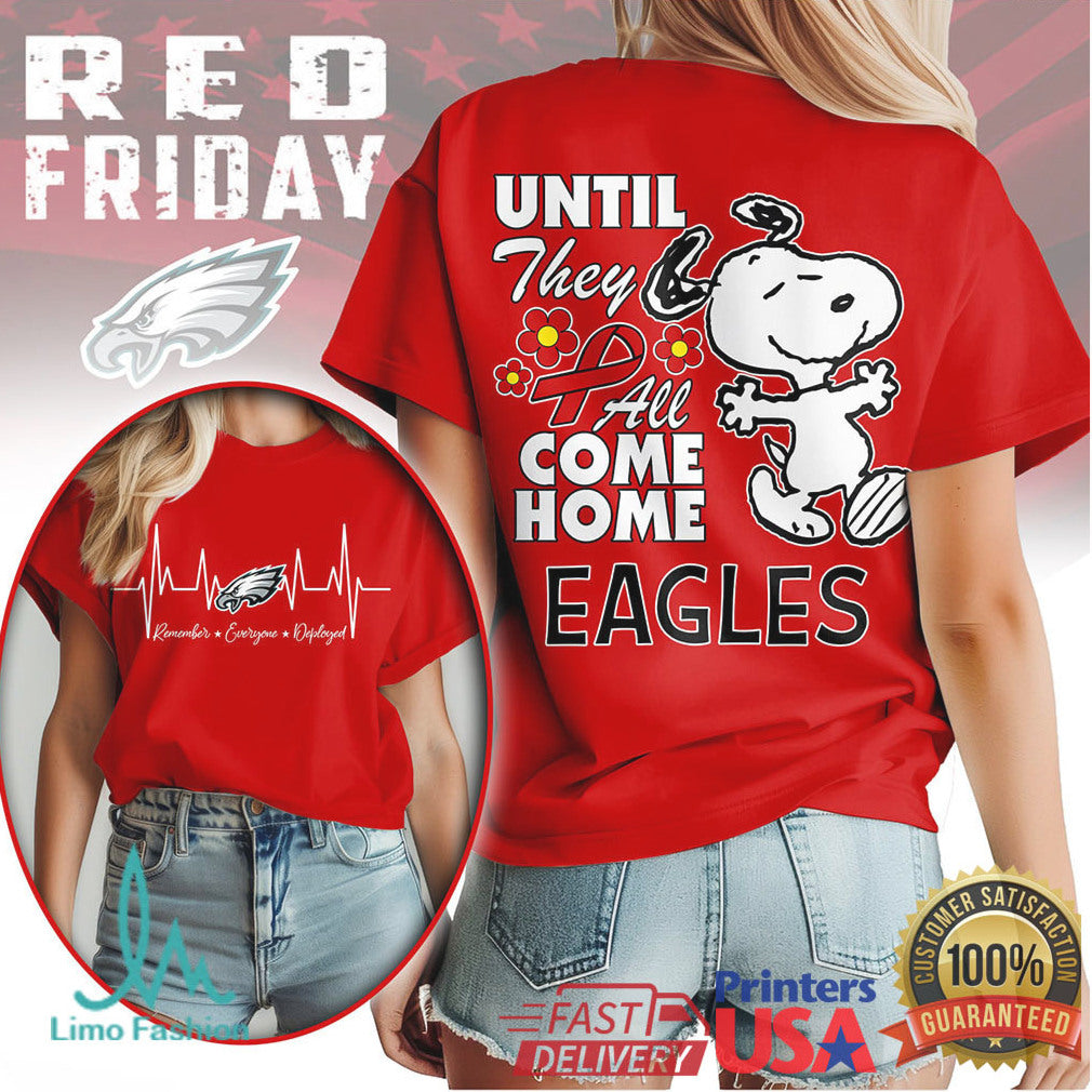 Philadelphia Eagles Official NFL Snoopy Red Friday 3D Shirt - Limotees LLC