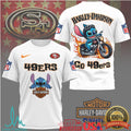 San Francisco 49ers Official NFL Stitch Harley Davidson 3D Shirt - Limotees LLC