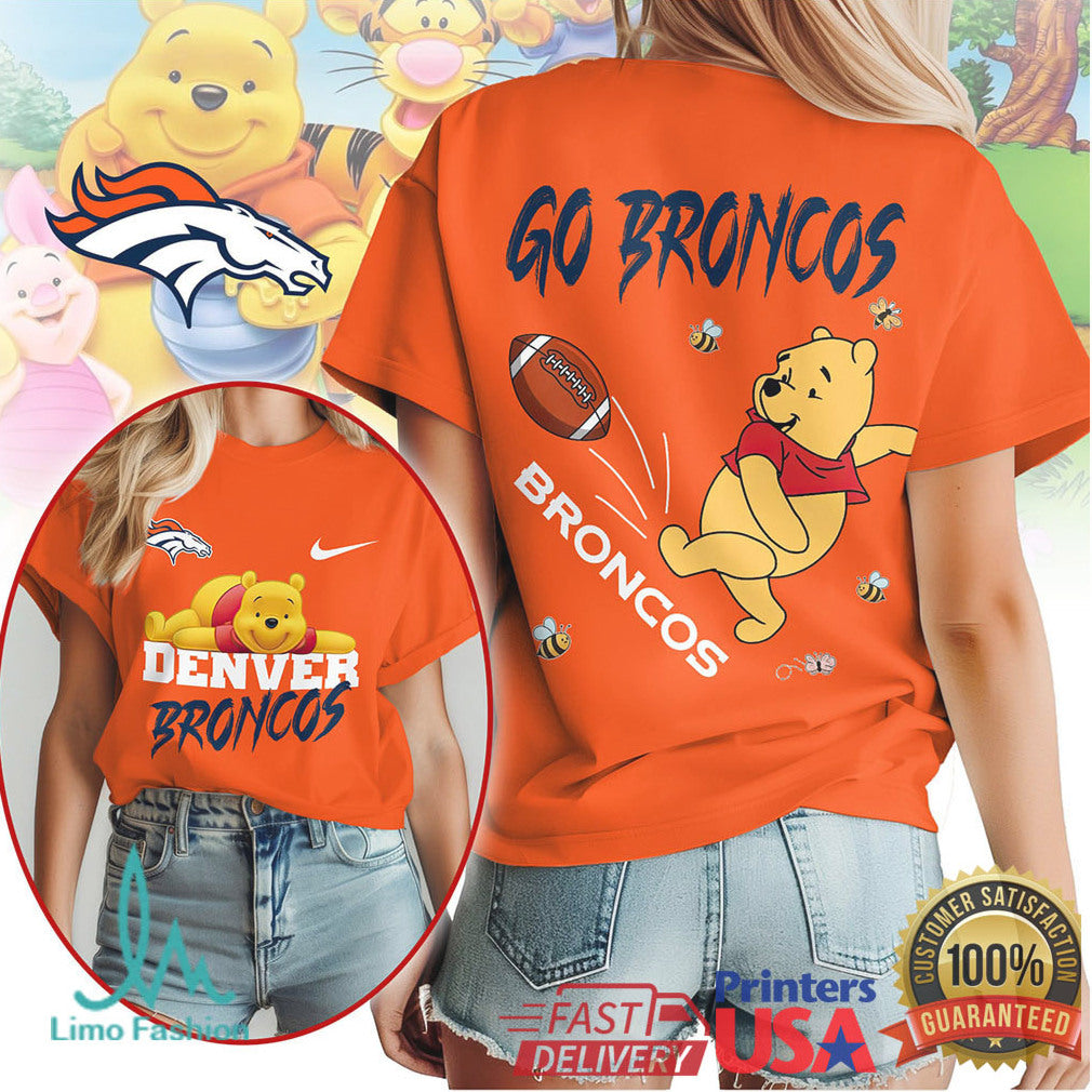 Denver Broncos Official NFL Winnie The Pooh Go Shirt - Limotees LLC
