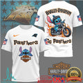 Carolina Panthers Official NFL Stitch Harley Davidson 3D Shirt - Limotees LLC