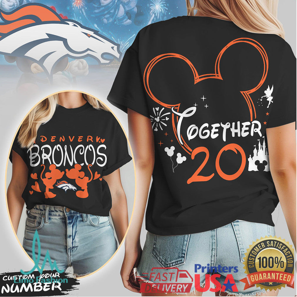 Denver Broncos Official NFL Valentine Mickey Together Shirt