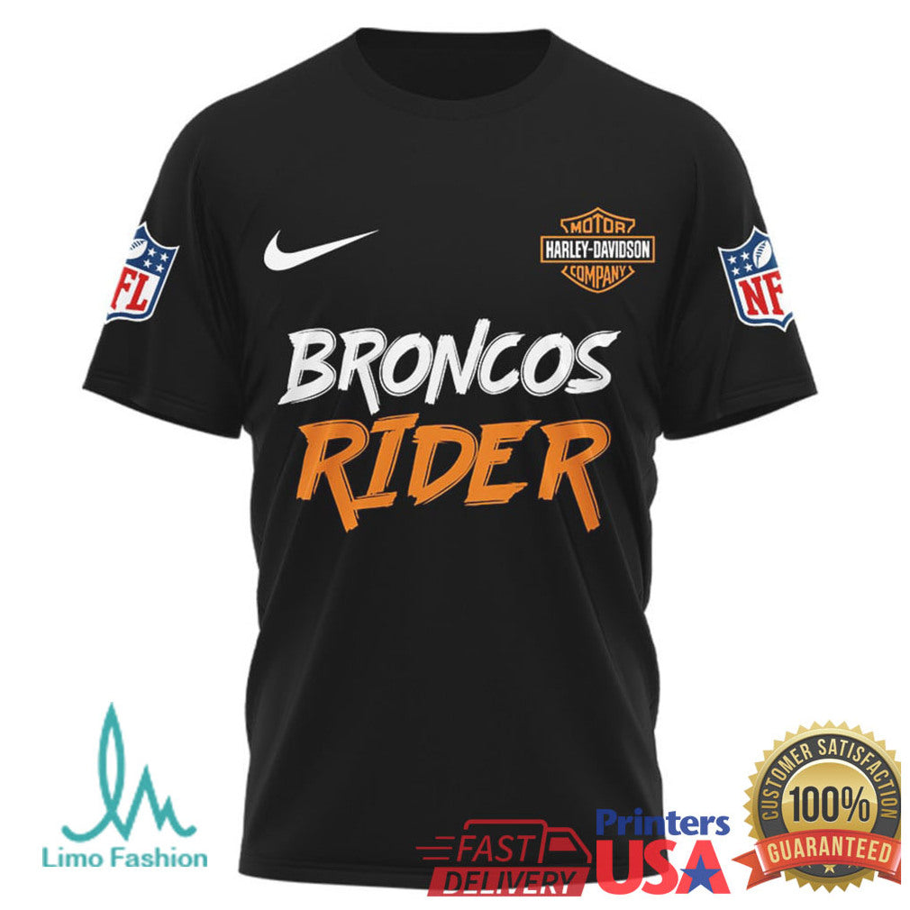 Denver Broncos Official NFL Ghost Rider Harley Davidson 3D Shirt - Limotees LLC