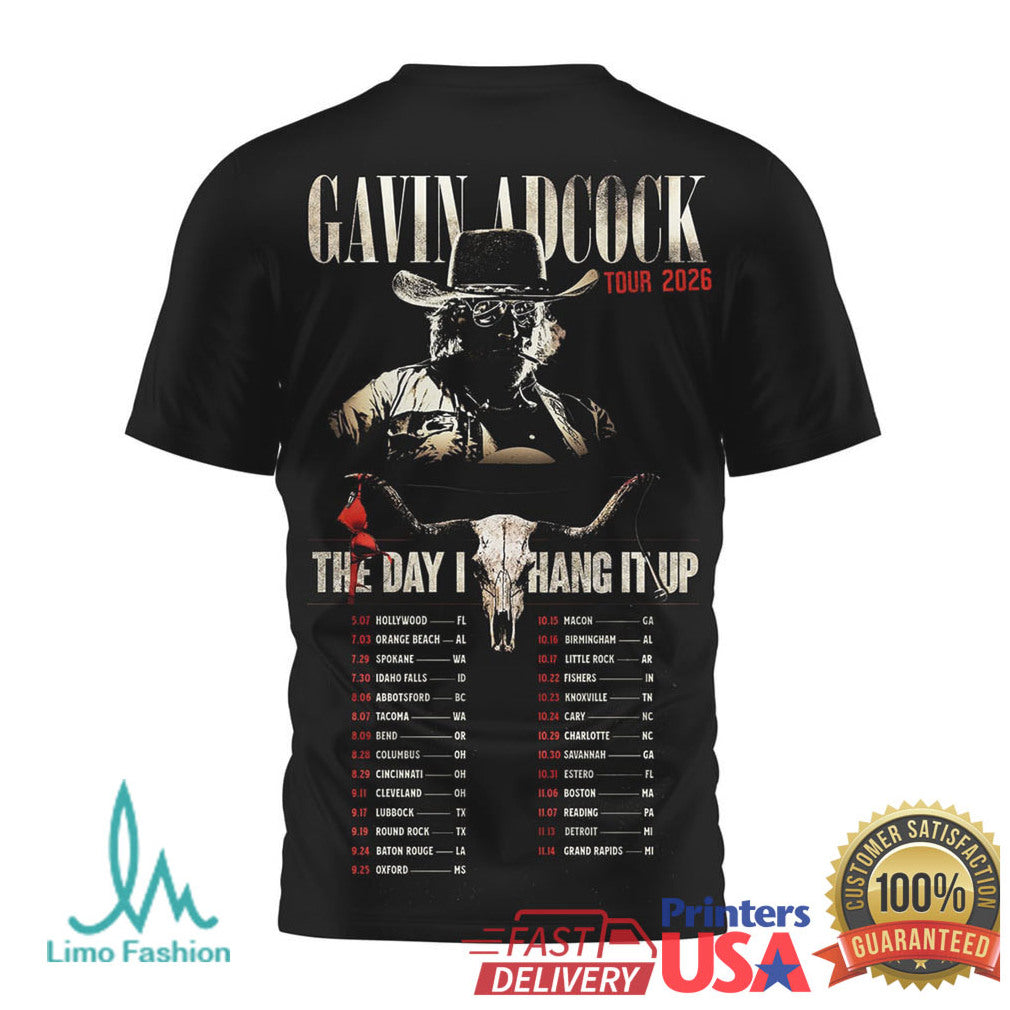 Gavin Adcock Tour 2026 The Day I Hang It Up Country Music Concert T Shirt - Limotees LLC