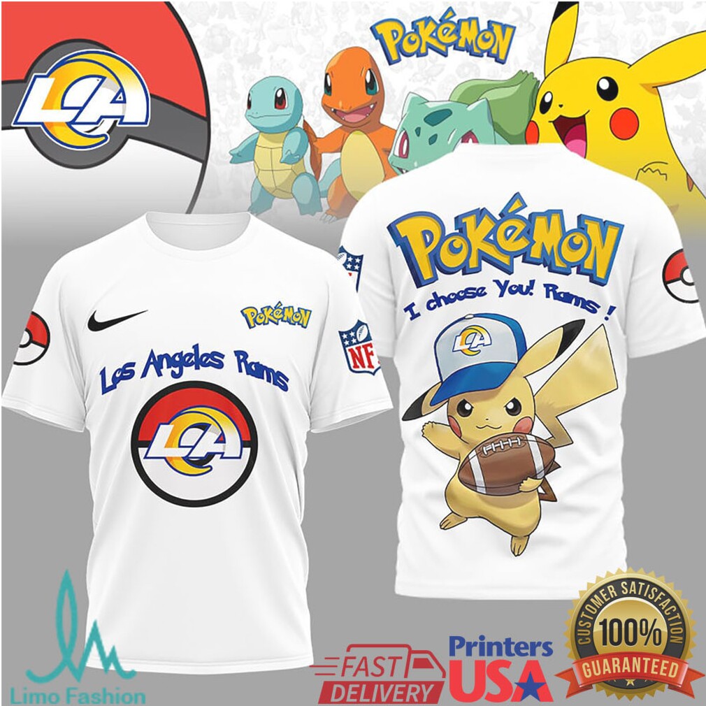 Los Angeles Rams Official NFL I Choose You Pikachu 3D Shirt - Limotees LLC