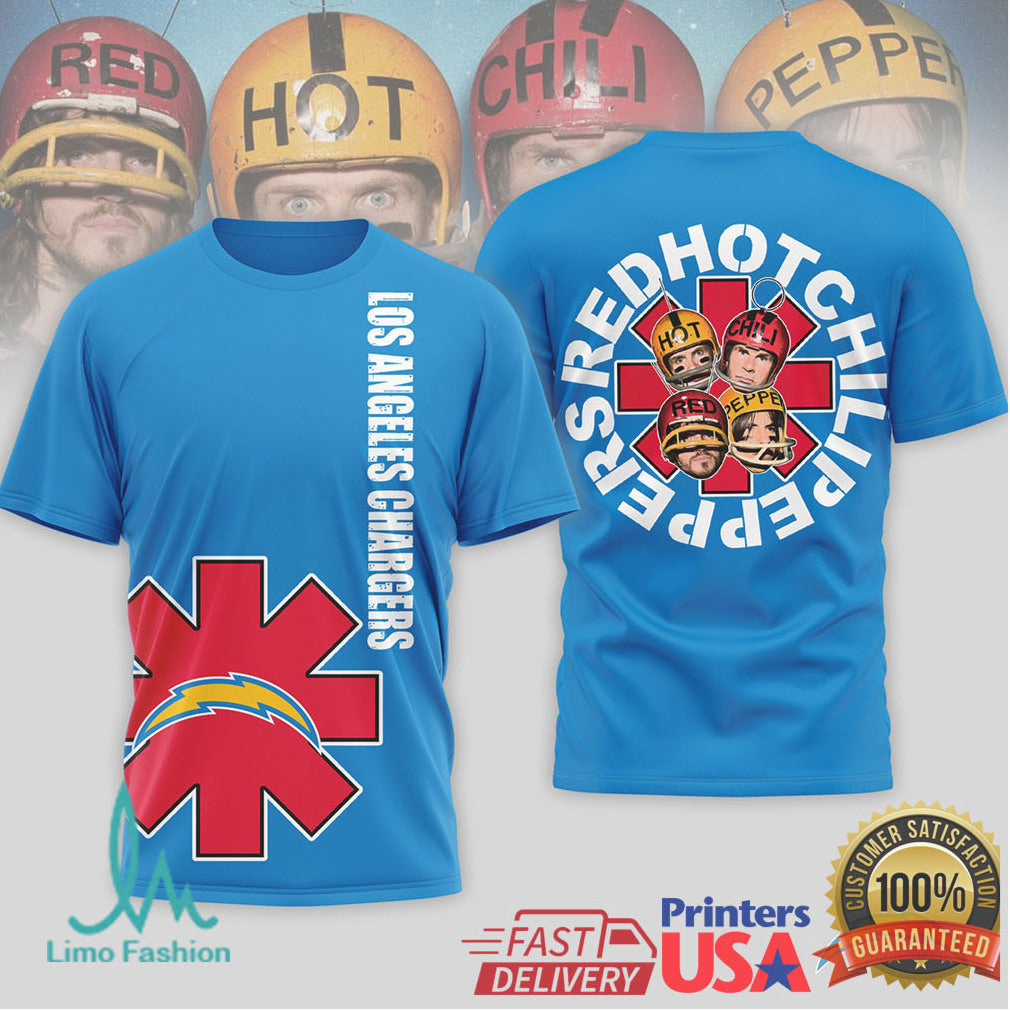 Los Angeles Chargers Official NFL Red Hot Chilli Peppers 3D Shirt - Limotees LLC