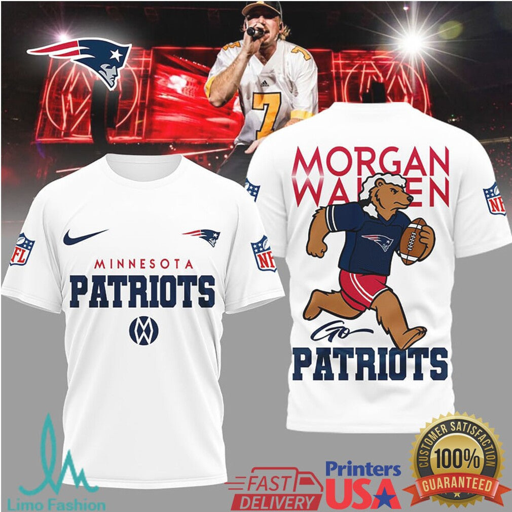 New England Patriots Official NFL Morgan Wallen Fan 3D Shirt - Limotees LLC