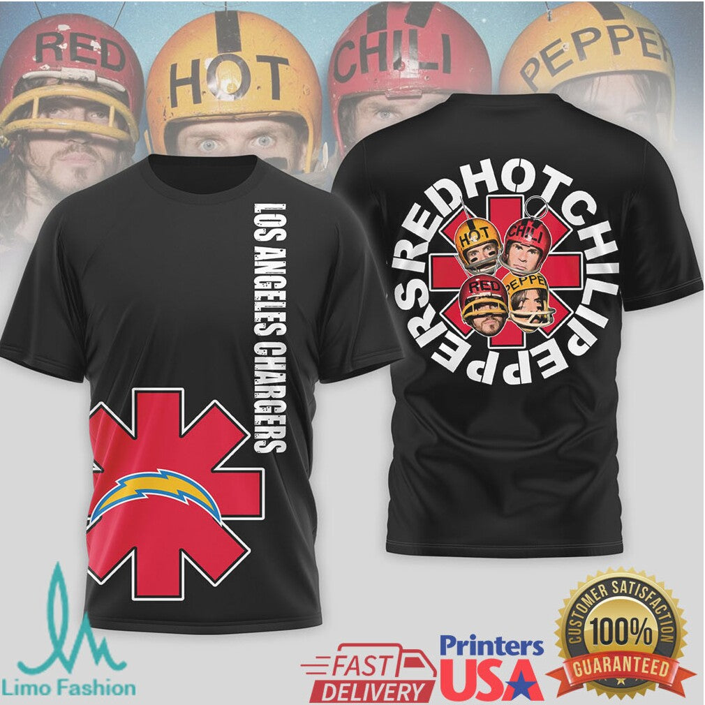 Los Angeles Chargers Official NFL Red Hot Chilli Peppers 3D Shirt - Limotees LLC