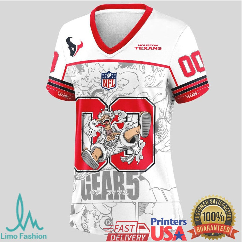 Houston Texans Official NFL Luffy Gear 5 Special Edition Baseball Jersey Custom Name - Limotees LLC