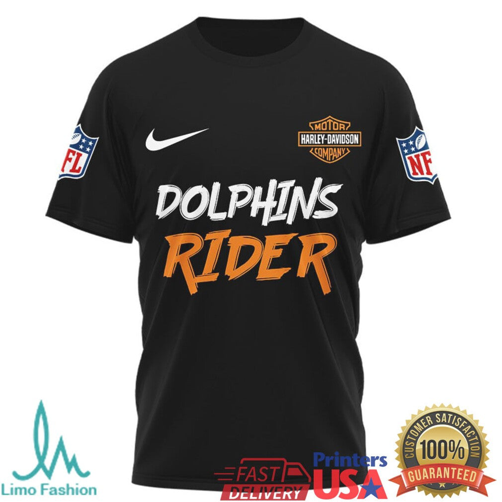 Miami Dolphins Official NFL Ghost Rider Harley Davidson 3D Shirt - Limotees LLC