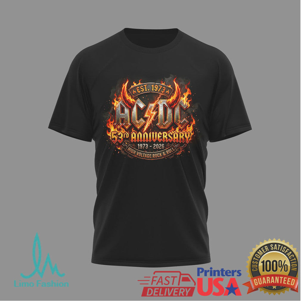 ACDC 53rd Anniversary 1973 2026 High Voltage Rock & Roll Signatures T Shirt - Limotees LLC