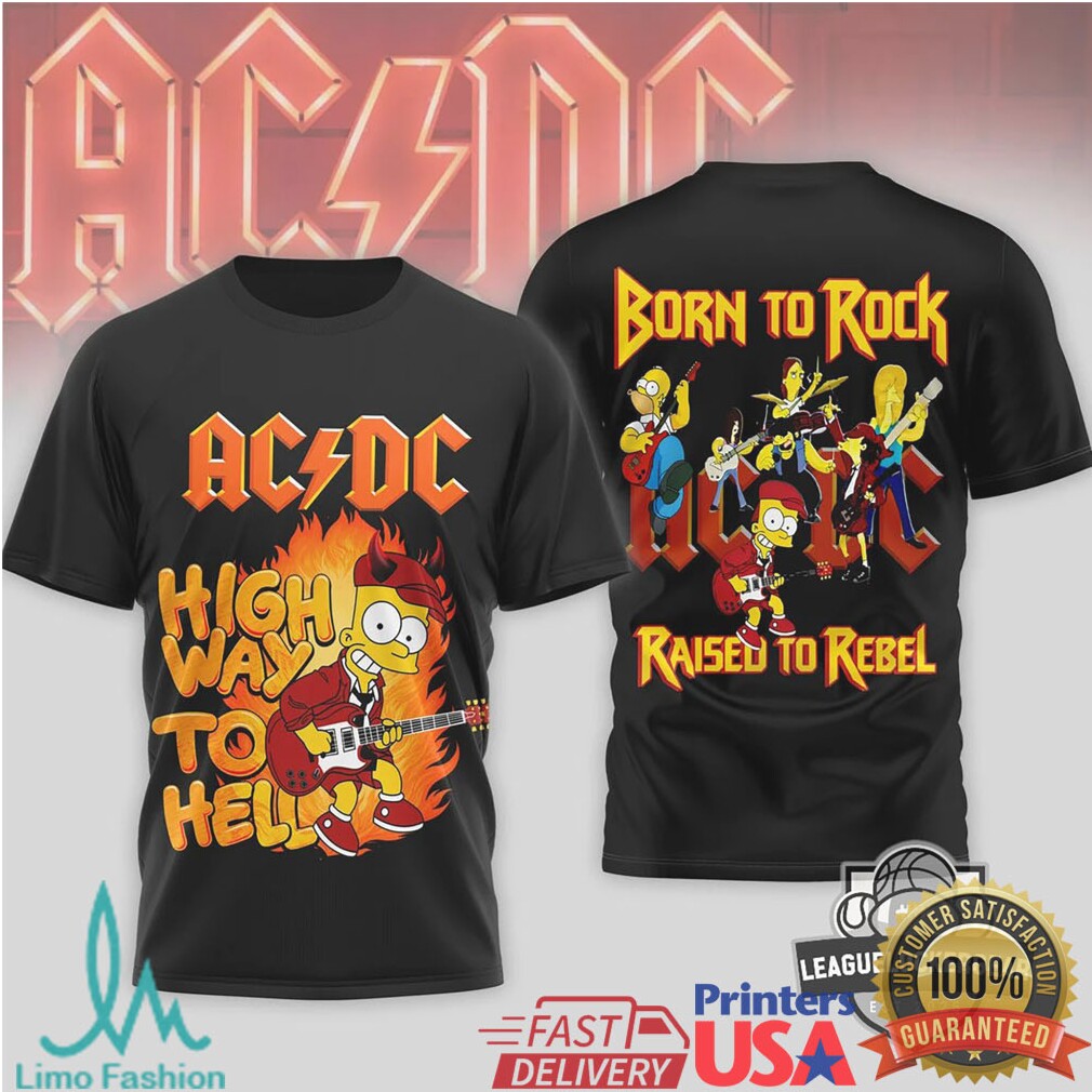 ACDC Highway To Hell Bart Simpson Born To Rock T Shirt - Limotees LLC