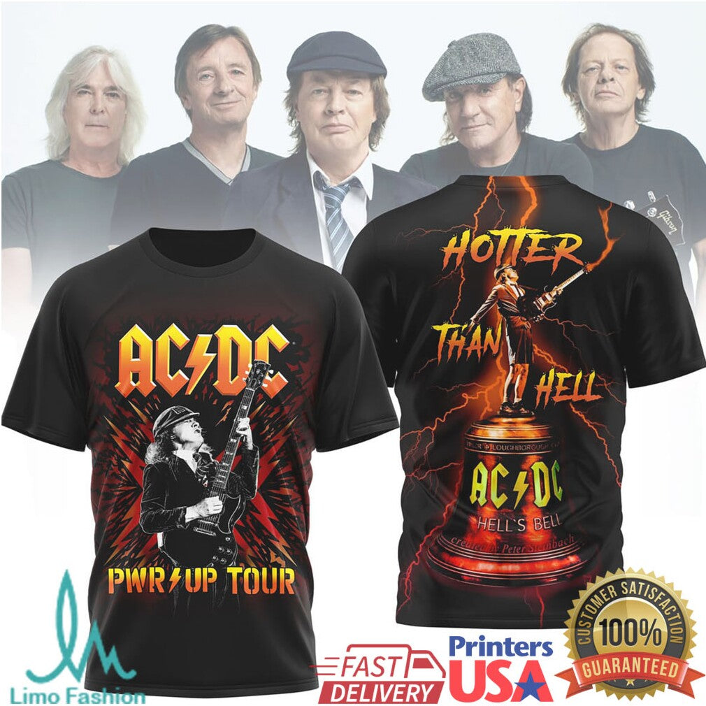ACDC PWR UP Tour 2024 Hells Bell Angus Young Black T Shirt - Limotees LLC